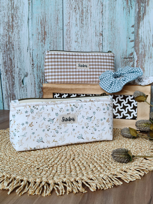 Estuche triangular floral anís