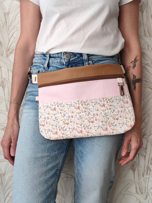 Riñonera Maxi Poppins floral rosa