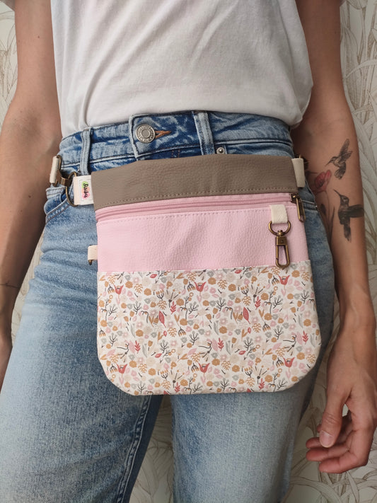 Riñonera Mini Poppins floral rosa