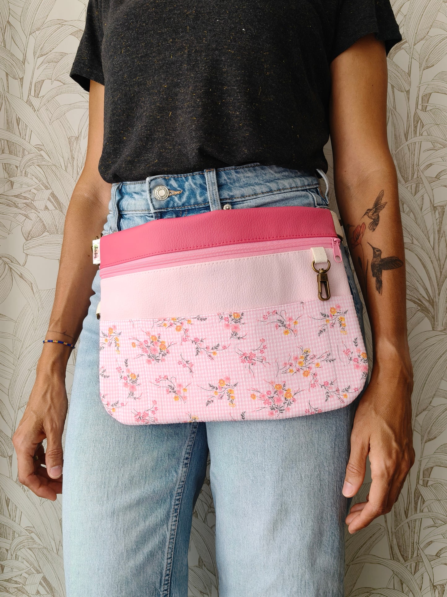 Riñonera Poppins vichy floral