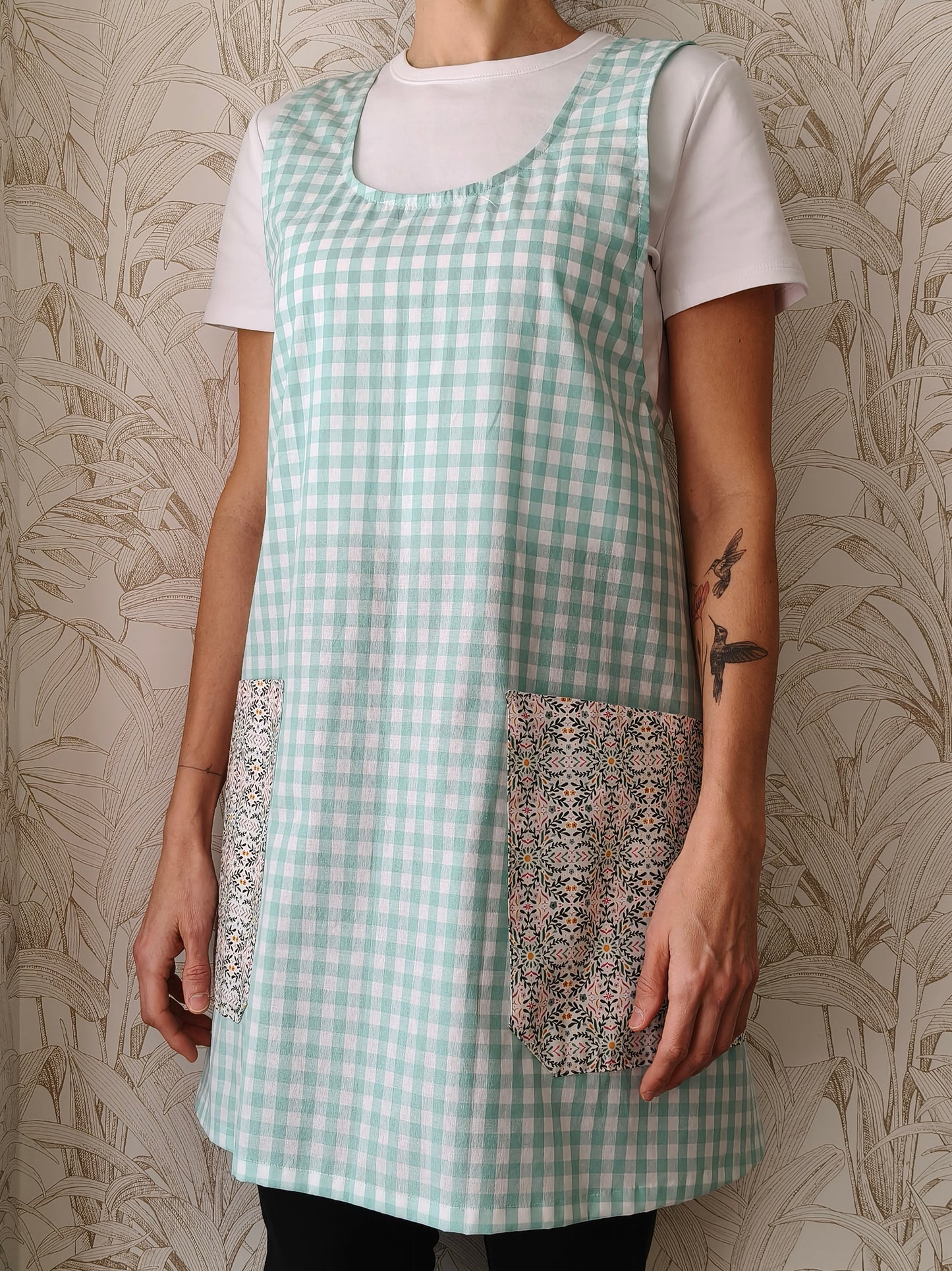 Delantal japones Vichy menta