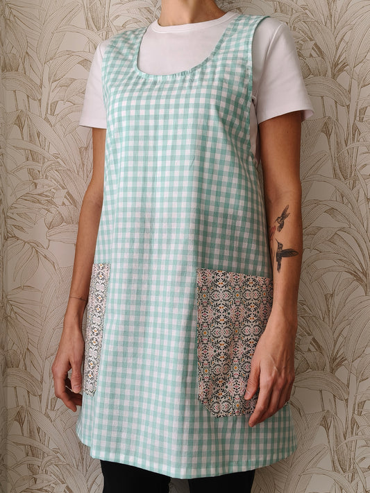 Delantal japones Vichy menta