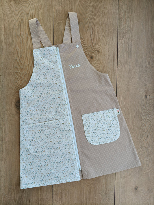 Pichi maestra flores y beige personalizable